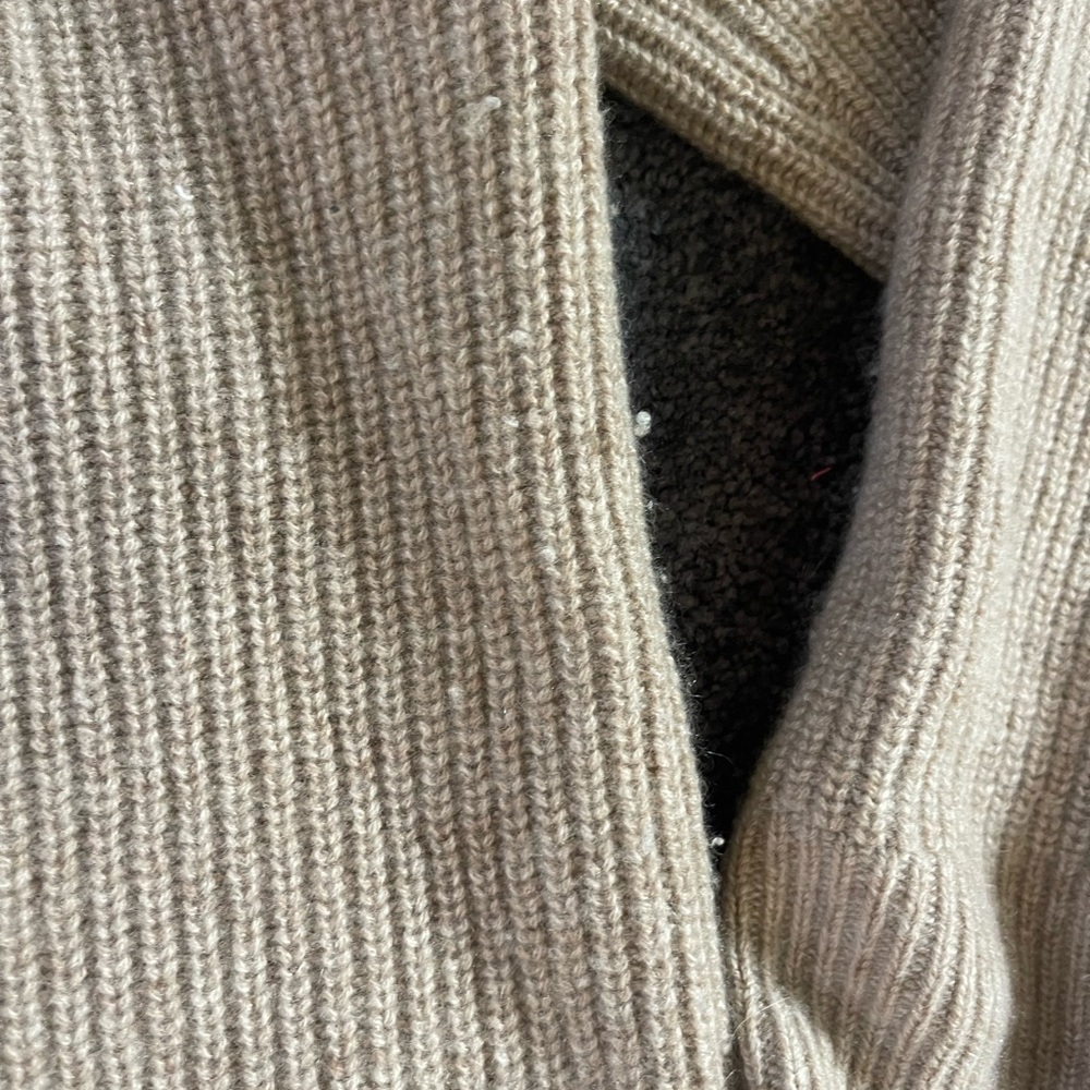 Quince Women's Cream Brown Cardigan Sweater - Picture 6 of 6